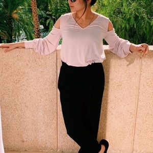 Light pink off shoulder blouse